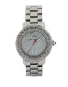 Betsey Johnson Ladies Silvertone Crystallized Watch