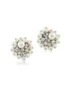 Carolee 8-6-5-4mm White Round Faux Pearl Earrings