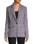 Design Lab Plaid Button Front Blazer