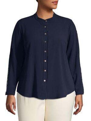 Vince Camuto Plus French Crepe Button Front Blouse