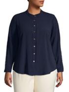 Vince Camuto Plus French Crepe Button Front Blouse