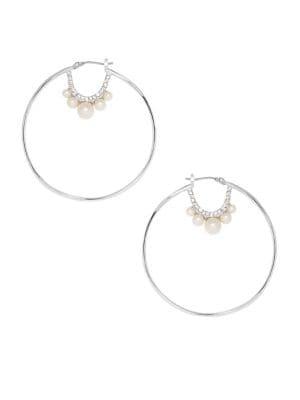 Vince Camuto Hoops Keys Items Crystal & Pearl Hoop Earrings