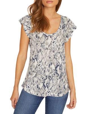 Sanctuary Snake-print Scoop Neck T-shirt