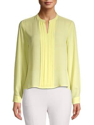 Calvin Klein Petite Pleated Long-sleeve Top