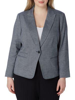 Tahari Arthur S. Levine Plus Chambray Button Jacket