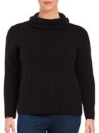 Lord & Taylor Plus Turtleneck Ribbed Pullover