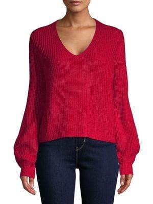 Highline Collective Balloon-sleeve V-neck Sweater