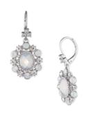 Marchesa Crystal And Silvertone Oval Drop Earrings
