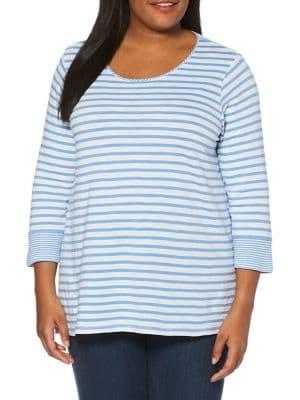 Rafaella Plus Plus Striped Cotton Top