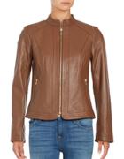 Cole Haan Trapunto Paneled Nappa Leather Jacket