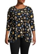 Anne Klein Plus Floral-print Trapeze Top