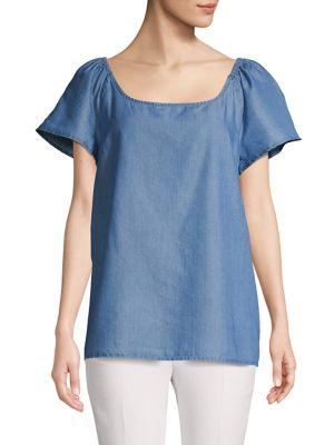 Michael Michael Kors Scoop Neck Chambray Top