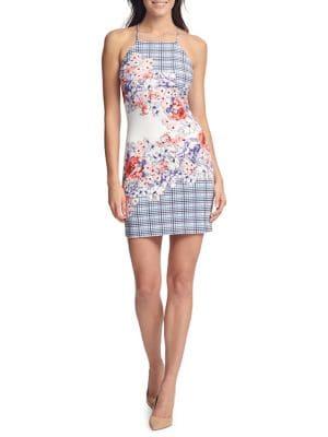 Guess Floral Scuba Halter Sheath Dress