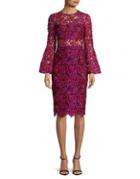 Shoshanna Floral Lace Bell-sleeve Dress