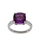 Lord & Taylor Diamond, Amethyst & Sterling Silver Ring