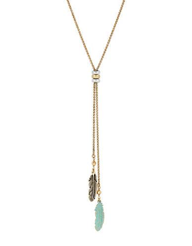 Lucky Brand Key Item Two-tone Feather Lariat Necklace