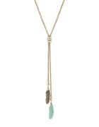 Lucky Brand Key Item Two-tone Feather Lariat Necklace