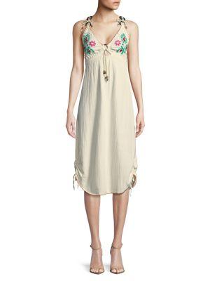 Banjara Embroidered Self-tie Ring-strap Dress