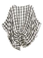 Collection 18 Watercolor Gingham Kimono-style Cape