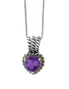 Effy 925 Amethyst, 18k Yellow Gold And Sterling Silver Heart Pendant Necklace