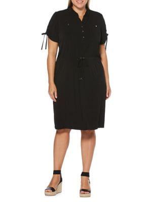 Rafaella Plus Tied Split-sleeve Splitneck Dress