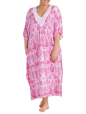 Ellen Tracy Printed Lace Caftan