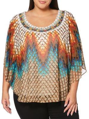 Rafaella Plus Ikat Print Top