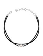 Lucky Brand Trend Choker Freshwater Pearl, Semi-precious Rock Crystal And Leather Necklace