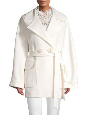 Elie Tahari Amelie Crinkle Linen-blend Belted Jacket