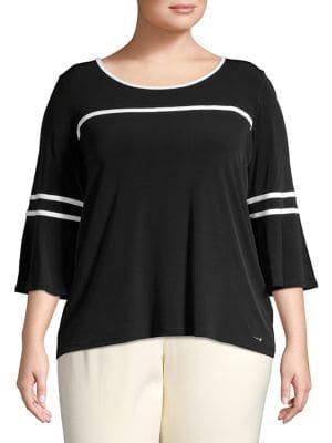 Calvin Klein Plus Piping Flare Sleeve Top