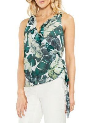 Vince Camuto Jungle Palm Print Wrap Top