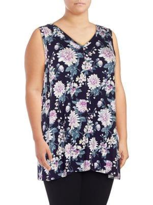 Lady Sarah Plus Sleeveless Floral Printed Tee