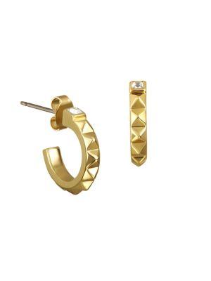 Karl Lagerfeld Paris Pyramid Swarovski Crystal And Crystal Small Hoop Earrings