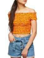 Miss Selfridge Shirred Off-the-shoulder Crop Top