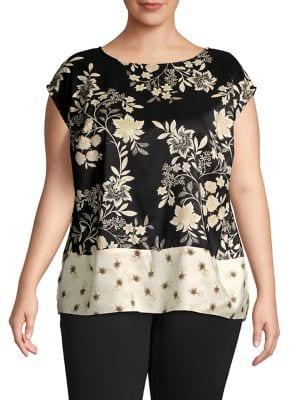 Vince Camuto Plus Floral Cap Sleeve Top