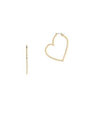 Betsey Johnson Boost Gold Open Heart Hoop Earrings
