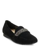 Karl Lagerfeld Paris Quincey Embellished Suede Loafers