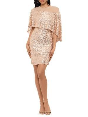 Betsy & Adam Sequin Overlay Dress