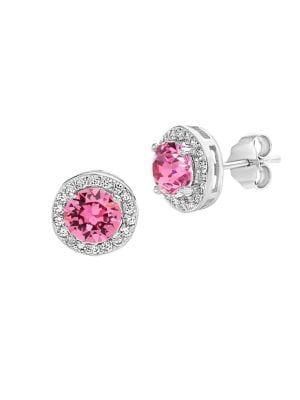 Lord & Taylor 925 Sterling Silver & Rose & Clear Swarovski Crystal Stud Earrings