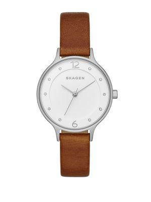 Skagen Round Leather Watch