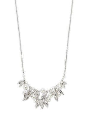 Nadri Willow Crystal And Faux Pearl Adjustable Frontal Necklace