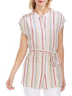 Vince Camuto Petite Striped Button-down Tunic