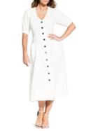 City Chic Plus Luca Linen & Cotton Blend Button-front Dress