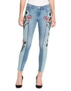 William Rast Flower-embroidered Skinny Jeans