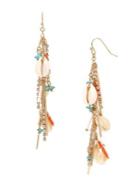Bcbgeneration Beachcomber Goldtone, Turquoise, Bead & Crystal Drop Earrings