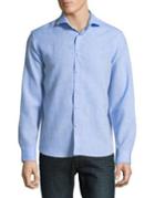 Black Brown Linen-blend Button-down Shirt