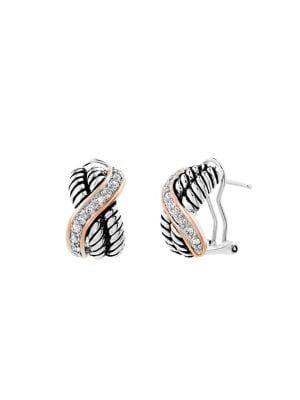 Lord & Taylor Crystal Wavy Crisscross Stud Earrings