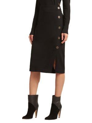 Donna Karan Knit Bodycon Button Skirt