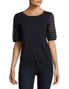 Calvin Klein Striped Sleeved Knit Top