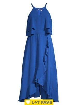 Kensie Popover Ruffle Halter Dress